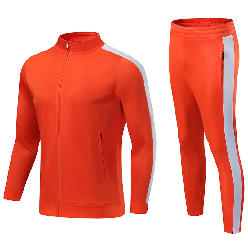 Halloween Tracksuit Men's Sportswear Jacket Orange Tracksuit Football Training Set Long Sleeve Stand Full Zipper Top and Pants