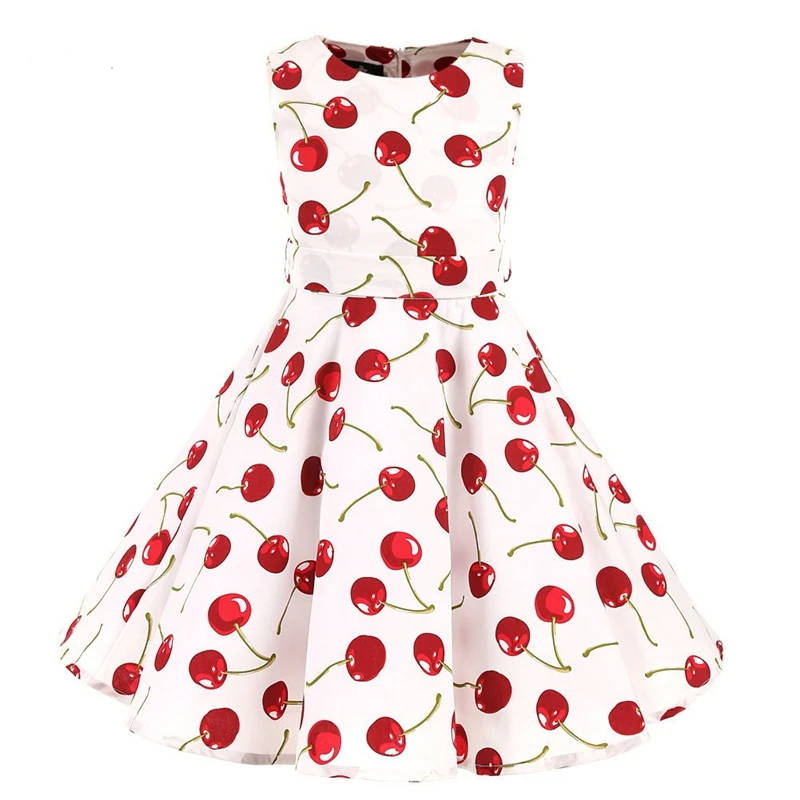 Polka Dot Vintage Kids 1950s Swing Dress Flower Floral Midi Dress Cotton Summer Dress Baby Girl - Image 3