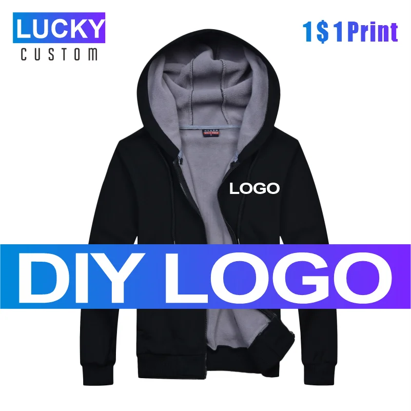 Men's Zip Hoodie Custom Logo Print Long Sleeve Sweatshirt Streetwear Casual Autumn Winter Mens Femme Streetwear Clothes 4XL