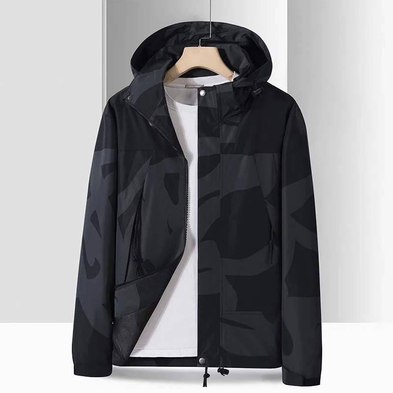 Plus Size Trendy Outdoor Hooded Jacket Thin Climbing Rainproof Windproof Women's Warm Outerwear Polyester Fabric Street Style... - Image 3