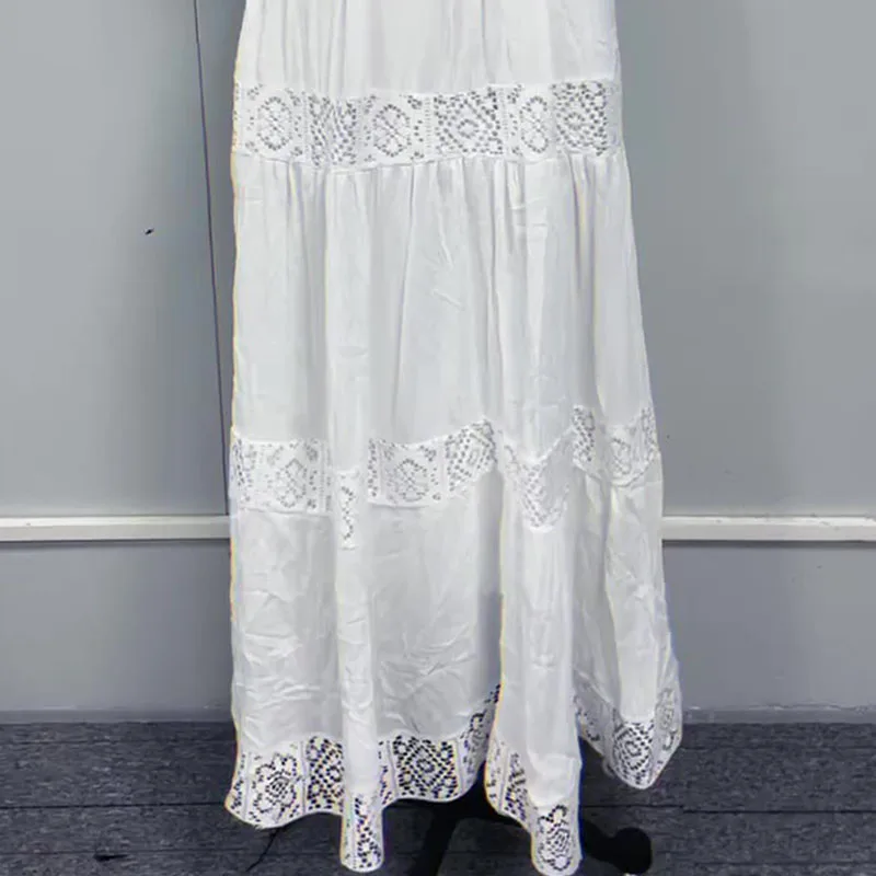 Sexy Lace Women's Summer Long Dress Casual Sleeveless Lace White Beach Sundress Elegant Evening Party Prom Maxi Dresses Female - Image 5