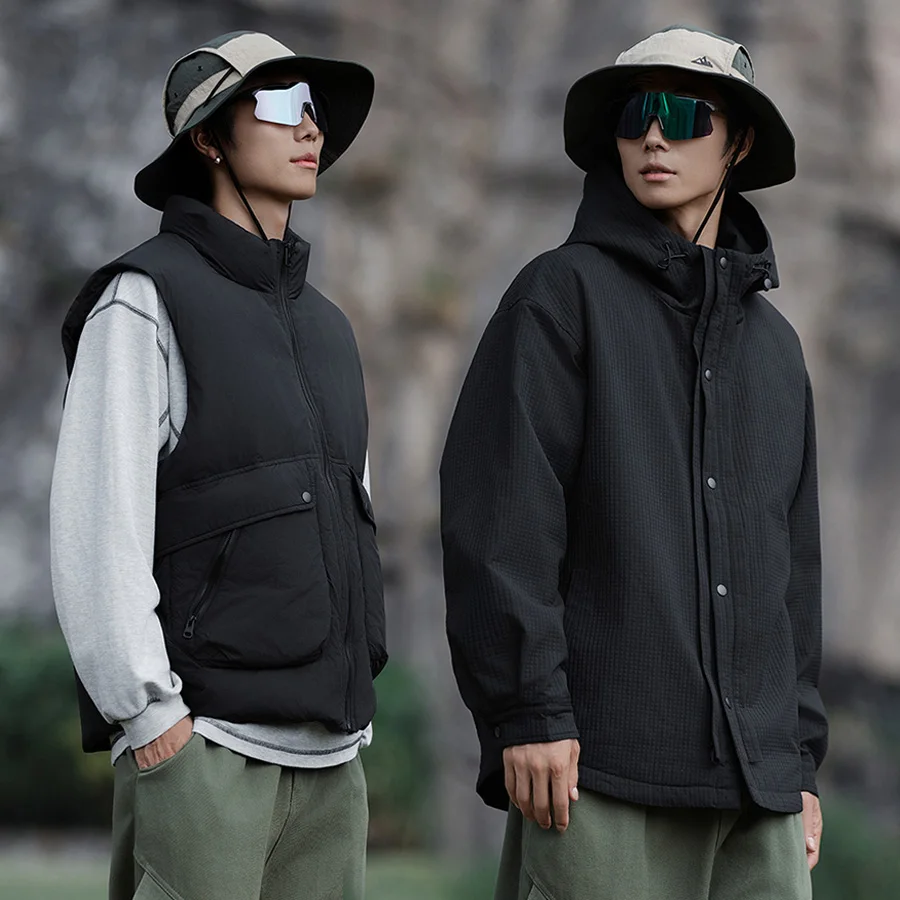 Winter 50% Duck Down Vest Hooded Shirt Jacket Men Women Outdoor Loose Casual Warm Cargo Jacket Parkas Coat Cityboy Outerwear - Image 2