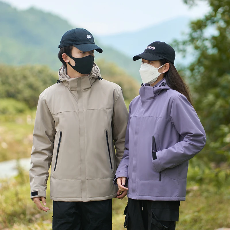 Couple Autumn Winter Windproof Windbreaker Long Sleeve Cardigan Men Outdoor Waterproof Loose Coat Women New Casual Hooded Jacket - Image 2