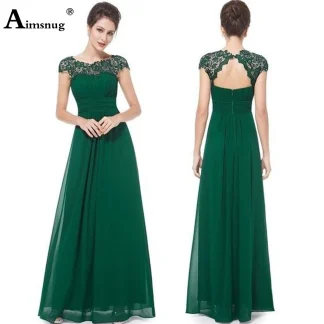 Women Elegant Long Maxi Dress Sleeveless Round Neck Party Wedding Dresses 2022 European Style Vintage Spliced Lace Chiffon Dress