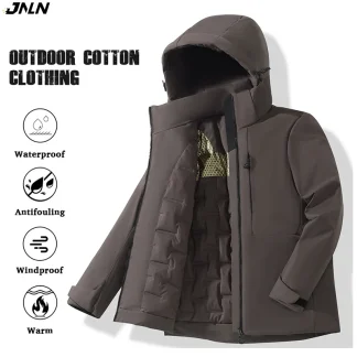 JNLN Unisex Waterproof Fleece Jackets Winter Windproof Thermal Windbreaker Men Women Hiking Camping Skiing Climbing Raincoat