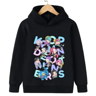 Autumn K-Pop Devil Hunter Printed Pullover Hooded Sweatshirt Cartoon Cute Children Hoodies Fashion Casual Girl Top Clothing