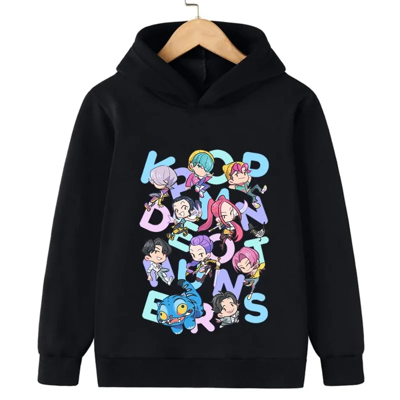 Autumn K-Pop Devil Hunter Printed Pullover Hooded Sweatshirt Cartoon Cute Children Hoodies Fashion Casual Girl Top Clothing