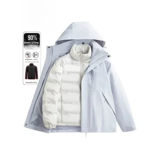 Winter down Jacket Unisex Climbing Coat with Inner Lining Detachable Polyester Fabric Warmth Waterproof for Men And Women