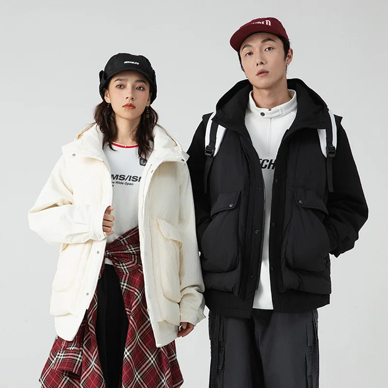 Winter 50% Duck Down Vest Hooded Shirt Jacket Men Women Outdoor Loose Casual Warm Cargo Jacket Parkas Coat Cityboy Outerwear - Image 3