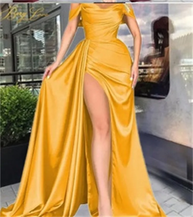Off The Shoulder High Split Women Prom Dress Tight Waist Tube Top Party Gown Unique Sleeveless Evening Dress New Design In Stock - Image 3