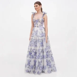 2025 Summer New Off Shoulder European and American Style Women's Fashion Eugen Silk Fairy Style Long Style Evening Dress