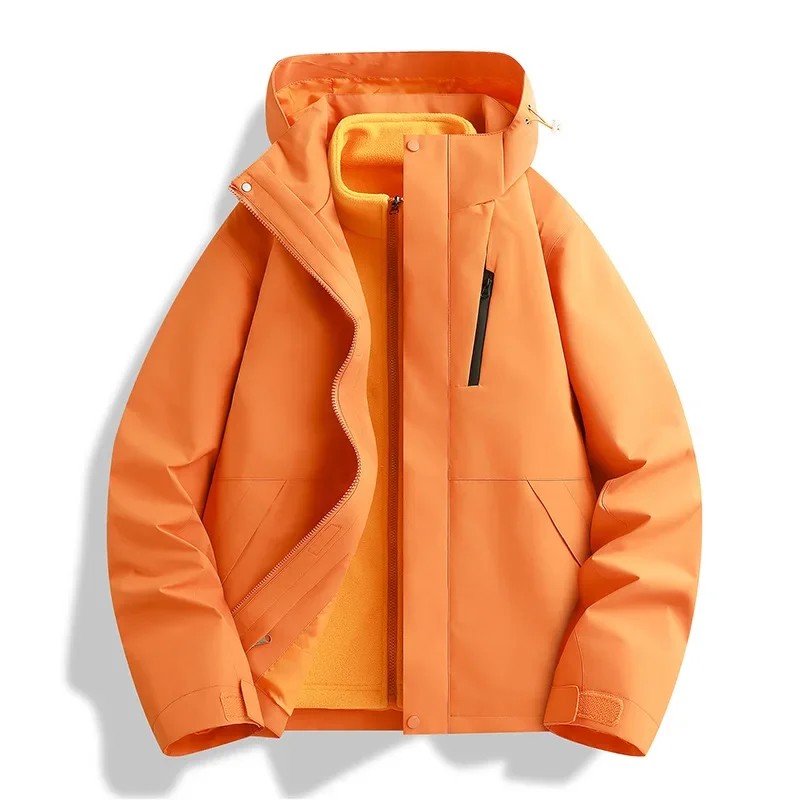 Outdoor Women's Three-in-One Detachable Waterproof Jacket And Pants Two-Piece Set New Trend Autumn Winter Fashionable Clothing - Image 3