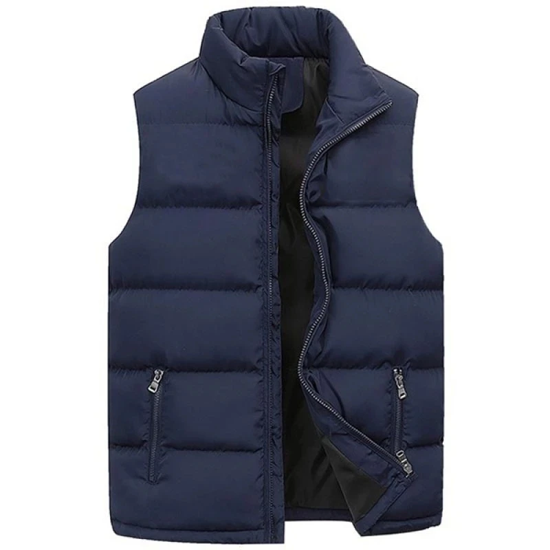 Mens Vest Jacket Warm Sleeveless Jackets Winter Waterproof Zipper Coat Autumn Stand-up Collar Casual Waistcoat Brand Clothing - Image 3