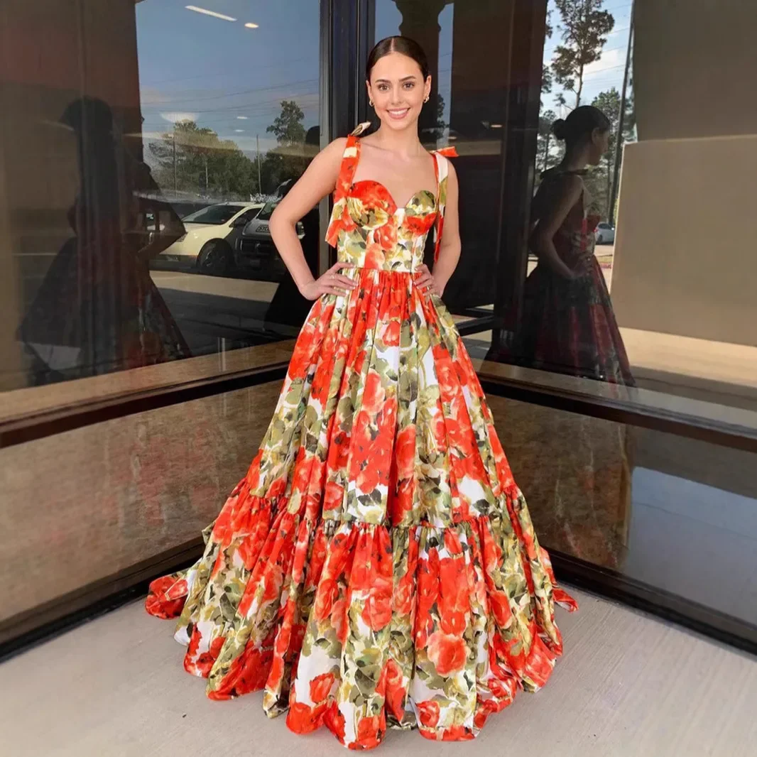 Fashionable Sea Anemone Print Halter Dress Women's French Button Large Skirt Mid-Length Midi Dress Polyester Fiber Square Collar - Image 4