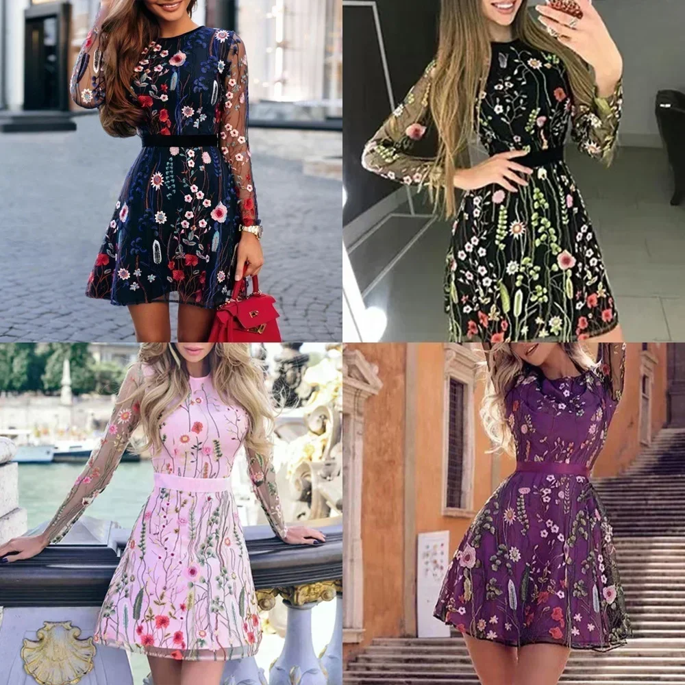 Spring Summer New Chic Dresses For Women A-Line Embroidery Mini Dress Female Casual Short Dresses - Image 3
