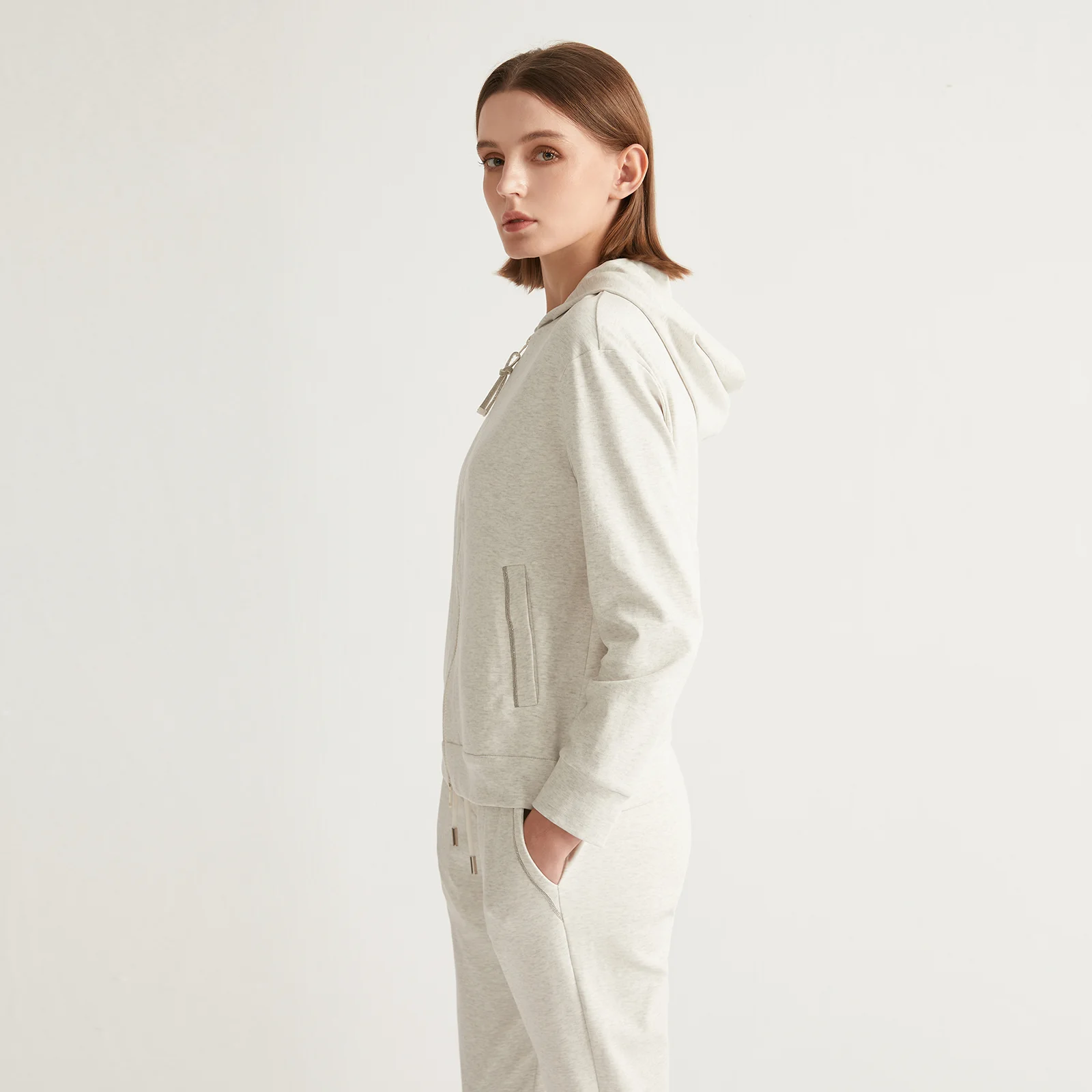 K1071W In Stock High Quality 100% Combed Cotton Zip Woman Cotton Hoodi Cropped Manufacturers Hoodies Women Sweatshirt Clothing - Image 4