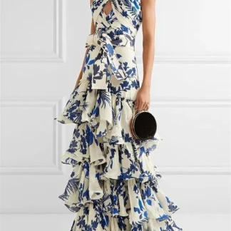 Elegant Floral Print Boho Maxi Dress Summer Clothes Women 2025 Sleeveless Halter Long Dresses Holiday Beach Style Dress Vestidos