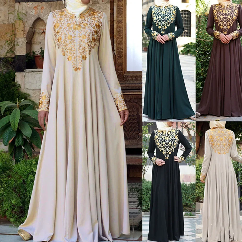 Muslim Abayas for Women Casual Middle Eastern Simple Ethnic Style Print Fashion Abaya Muslim Dress Dubai Turkey Islam Clothes - Image 4
