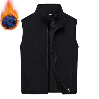 Vests Men's Lamb Cashmere Warm Sleeveless Coat Autumn Stand Collar Casual Waistcoat Men Solid Color Winter Oversize Clothes