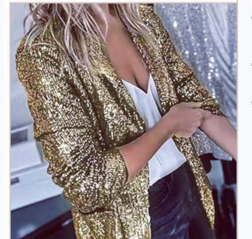 2024 Casual Sequin Top for Women Multicolor Sequin Long-sleeved Temperament Blazer Coat Women - Image 6