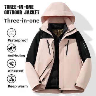 2025 New Three-in-One down Jacket Unisex Autumn Winter Outdoor Windproof Removable Inner Lining Two-Piece Synthetic Fiber Pri...