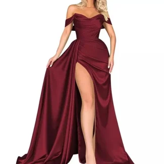 Off The Shoulder High Split Women Prom Dress Tight Waist Tube Top Party Gown Unique Sleeveless Evening Dress New Design In Stock