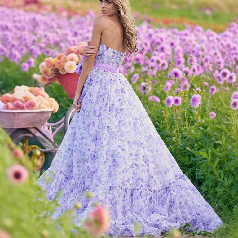 2025 Spring and Summer New Women's Floral French Sexy V-neck Ruffled Skirt with Suspenders Elegant Sleeveless Dress Lady - Image 3