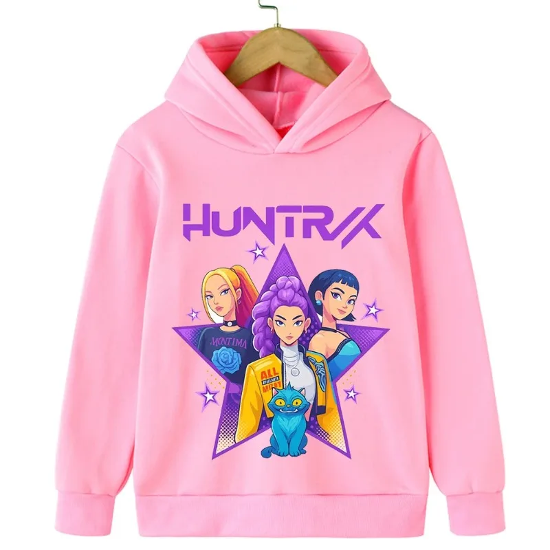 Autumn K-Pop Devil Hunter Printed Pullover Hooded Sweatshirt Cartoon Cute Children Hoodies Fashion Casual Girl Top Clothing - Image 3