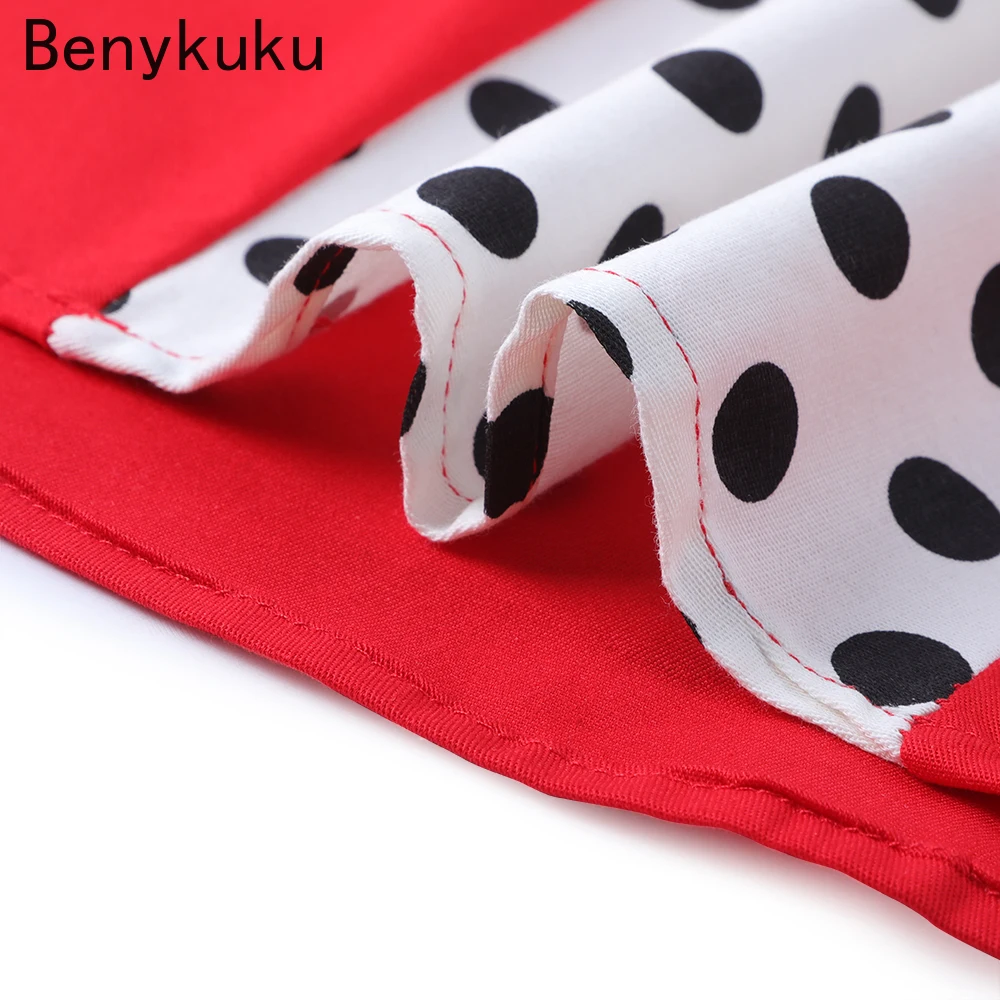 Women Summer Dresses Casual 2025 Cotton Slim Tunic Elegant 50s 60s Robe Vintage Retro Pin Up Swing Polka Dot Rockabilly Dress - Image 6