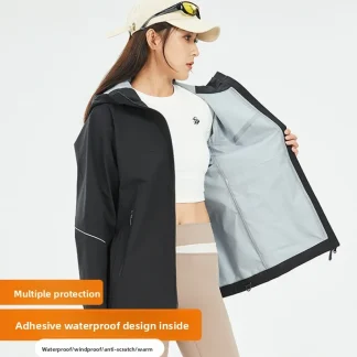 Waterproof Hardshell Jacket Men Women, Rainproof Windbreaker Breathable Mountain Climbing Coat for Hiking Trekking Outdoor