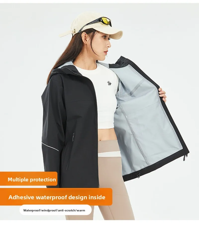 Waterproof Hardshell Jacket Men Women, Rainproof Windbreaker Breathable Mountain Climbing Coat for Hiking Trekking Outdoor