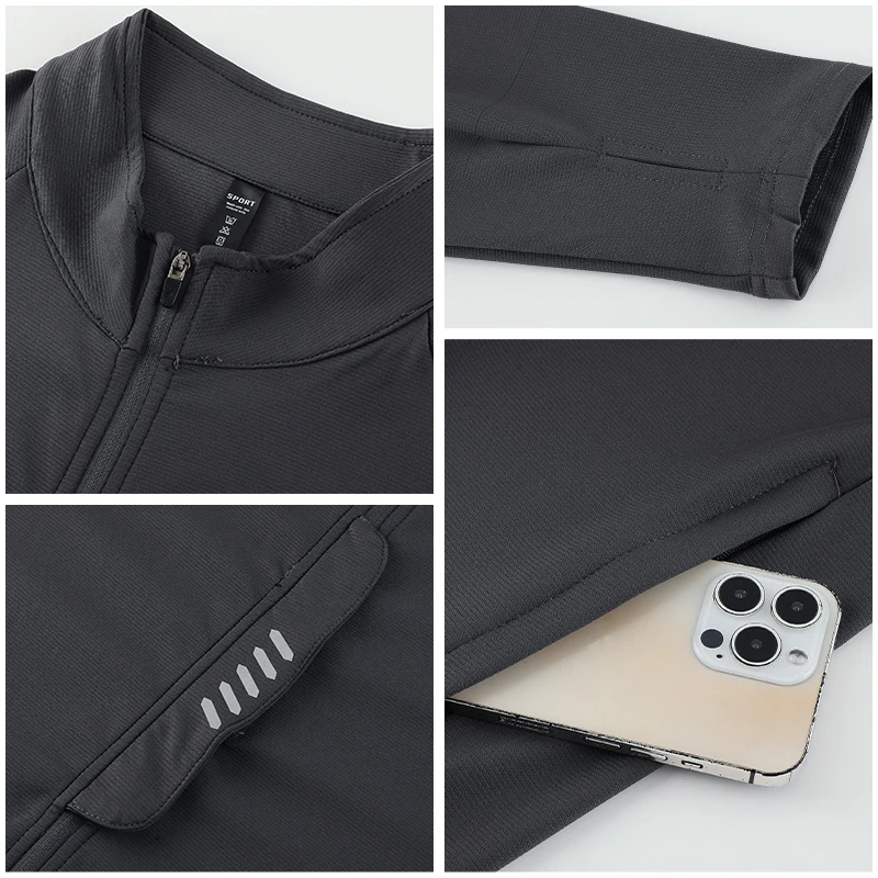 Running Tracksuit Sportswear Gym Fitness Hooded Jogging Tracksuit Outdoor Quick Dry Breathable Sport Jackets Coats For Men 8416 - Image 5