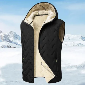 Men's autumn and winter thickened down vest with hood, comfortable and warm, suitable for daily life, shopping and travel