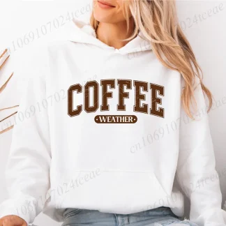 Retro Coffee Weather Design Women's Hoodie Coffee Lettering Pullover Sweatshirt Fashion Casual HipHop Sweatshirt Harajuku Unisex