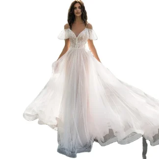 2025 Spring New Large Wedding Dress With And Slimming Appearance, Shoulders Equal, Fat, Lace, Flower, One Shoulder Female