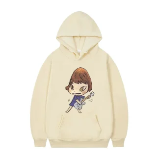 Yoshitomo Nara Rocker Guitar Graphic Hoodie Men Women Funny Cartoon Oversized Sweatshirt Male Fleece Cotton Long Sleeve Hoodies