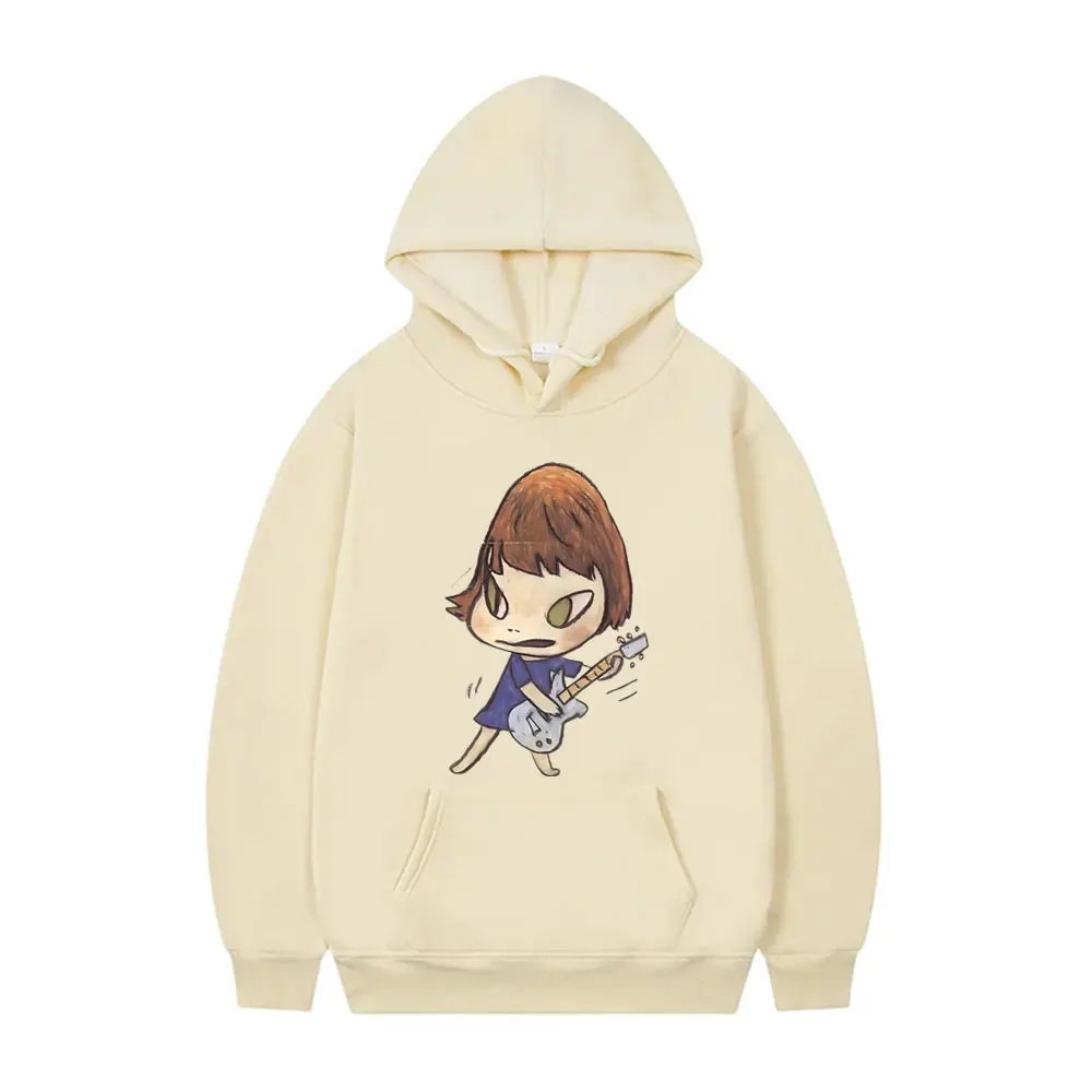 Yoshitomo Nara Rocker Guitar Graphic Hoodie Men Women Funny Cartoon Oversized Sweatshirt Male Fleece Cotton Long Sleeve Hoodies