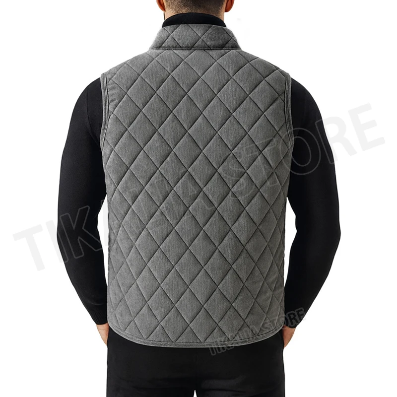 Men’s Quilted Vest Fleece Lined Warm Winter Waistcoat Sleeveless Jacket Casual Outerwear Thick Padded Coat for Cold Weather - Image 2