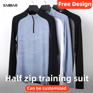 Half Zip Autumn And Winter Quick Dry Long Sleeved Pants Set Futsal Sportswear Train Club Basic Football Uniforms trade wholesale