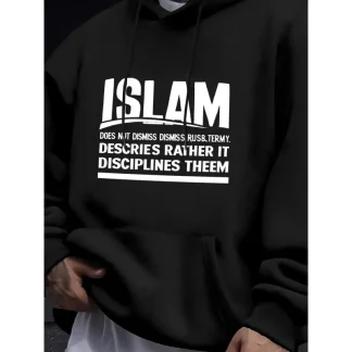 Men's Hoodie Black Islam Does Not Dismiss Dismis Rush Termy Describes Rather It Disciplines Theem Printed Pattern High Quality C