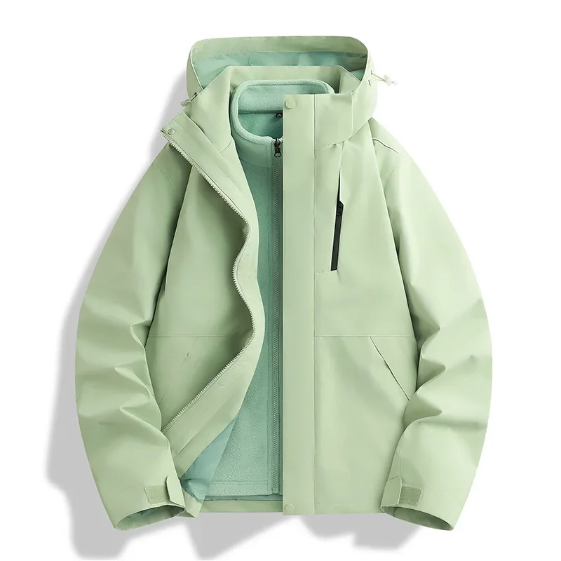 Outdoor Women's Three-in-One Detachable Waterproof Jacket And Pants Two-Piece Set New Trend Autumn Winter Fashionable Clothing - Image 2