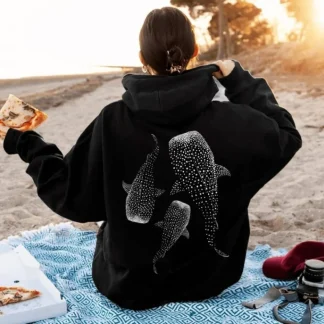 Whale Shark Hoodie Ocean Inspired Style Sweatshirt for Ocean Lovers Gift Diving Girl Hoodie Coconut Beachy Girl Pullover