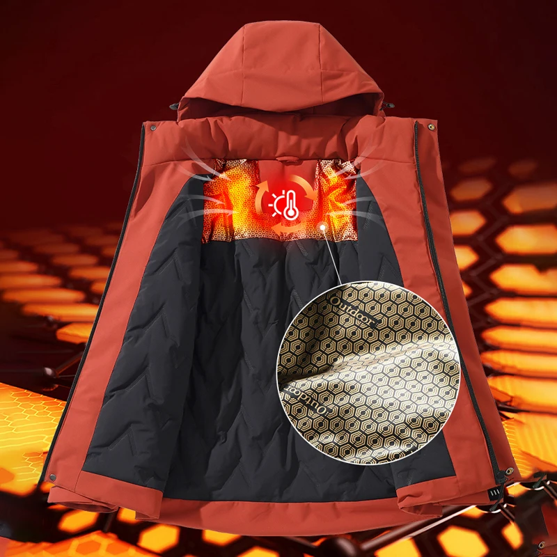 JNLN Winter Warm Windbreaker Unisex Waterproof Windproof Fleece Jackets Men's Women's Hiking Climbing Trekking Skiing Rain Coat - Image 2