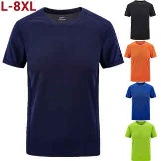 Plus Size L~6xl 7xl 8xl Men's Summer Brand Tops Tees Quick Dry Slim Fit T-shirt Men Sporting Clothing Big Short Sleeve T Shirts