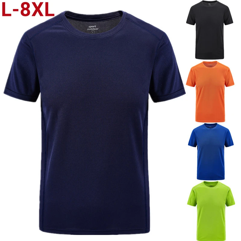 Plus Size L~6xl 7xl 8xl Men's Summer Brand Tops Tees Quick Dry Slim Fit T-shirt Men Sporting Clothing Big Short Sleeve T Shirts