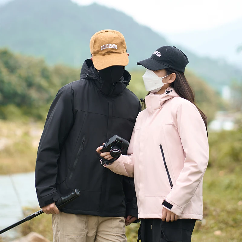 Couple Autumn Winter Windproof Windbreaker Long Sleeve Cardigan Men Outdoor Waterproof Loose Coat Women New Casual Hooded Jacket - Image 5