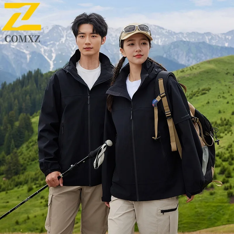 COMXZ Men Autumn Jacket Casual Hooded Hiking Travel Wind Resistant Durable Jackets Minimalist Everyday Lightweight Cozy Coat - Image 4