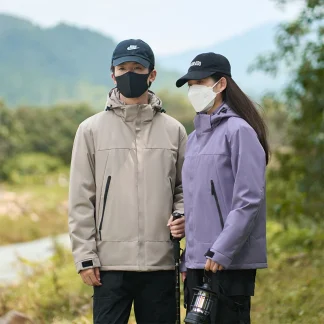 Couple Autumn Winter Windproof Windbreaker Long Sleeve Cardigan Men Outdoor Waterproof Loose Coat Women New Casual Hooded Jacket