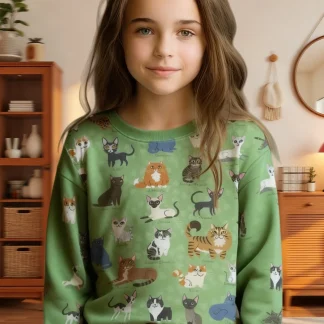 Kids Clothes Children's Sweatshirt Girl Long Sleeve Top Cartoon Cat Kawaii Girls Autumn Clothes Child Hoodie Children's Clothing