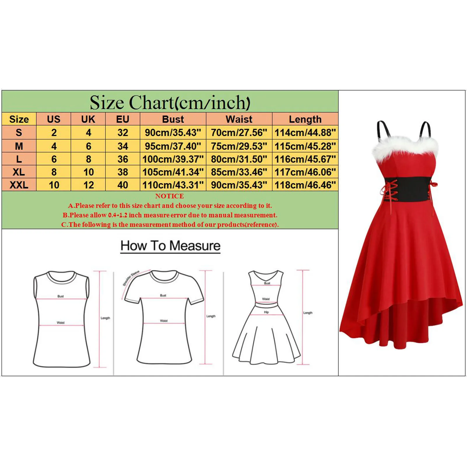 Women Christmas Dress Off Shoulder Christmas Solid Color Lace-Up Corset Plush Patchwork Suspender Dress Midi Fit And Flare Dress - Image 5